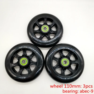 Скутер колеса 110*24 мм PU колеса 3 шт./лот - Цвет: black 110 mm