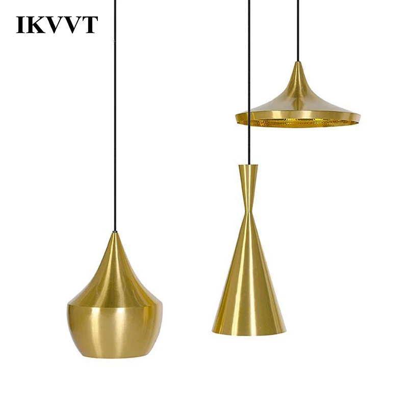 

IKVVT Golden Indoor Lighting Pendant Lights Aluminum Lamp Shade Luminaire Restaurant Bar Coffee Dining Room Led Hanging Light