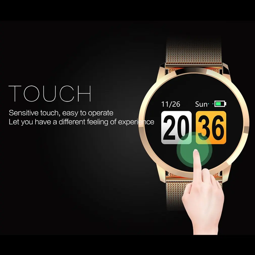 Часы Цвет Сенсорный экран Q8 Smart watch1080P часы Для мужчин женщин Водонепроницаемый