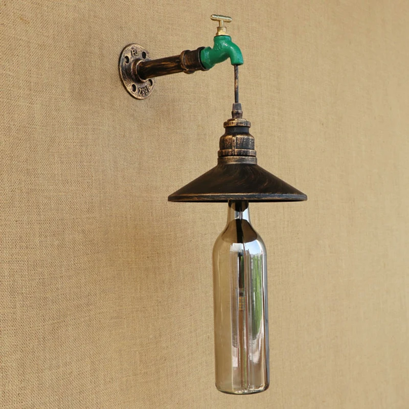 Промышленная настенная лампа стеклянный тент Железный ржавый настенный