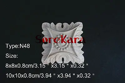 N48 10x10x0 8 см деревянная резная длинная квадратная аппликация Цветочная рамка