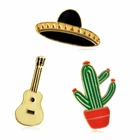 Эмалированная брошь в виде мультяшной булавки шляпы мексиканского кактуса, металлическая эмалированная брошь в виде джинсовой шапочки для девушек, подарок для модных женщин, ювелирные изделия