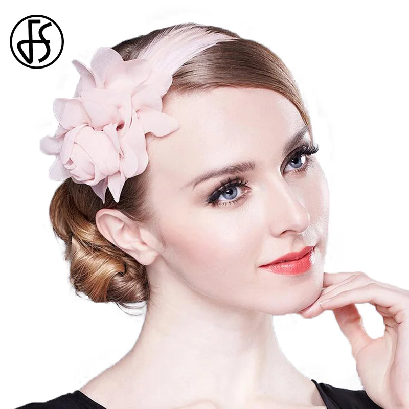 Женская шляпка Вуалетка FS Элегантная классическая головная повязка розового и