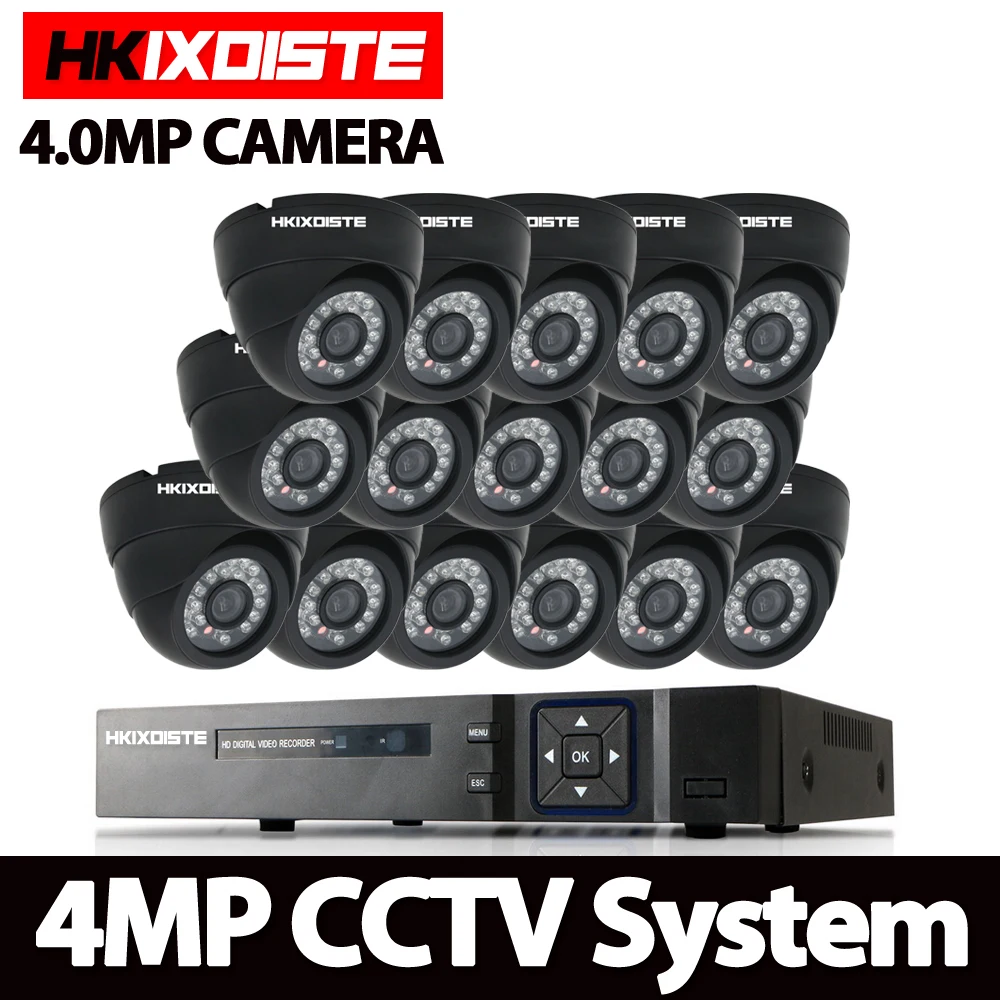 Новый 16ch Full hd 4mp комплект видеонаблюдения CCTV DVR H.264 видео регистратор Крытый