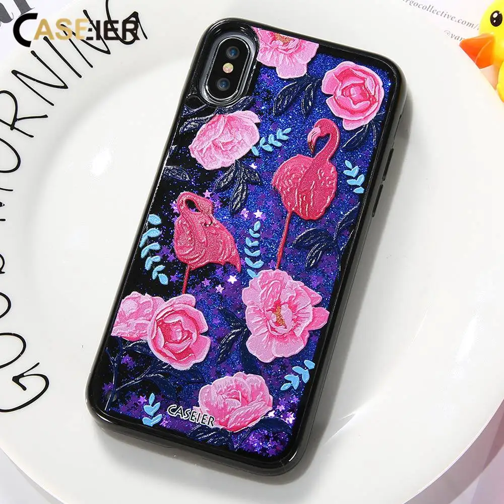 CASEIER зыбучий песок чехол для телефона iPhone 6 6s 7 8 Plus блестящие Чехлы X Фламинго Fundas |