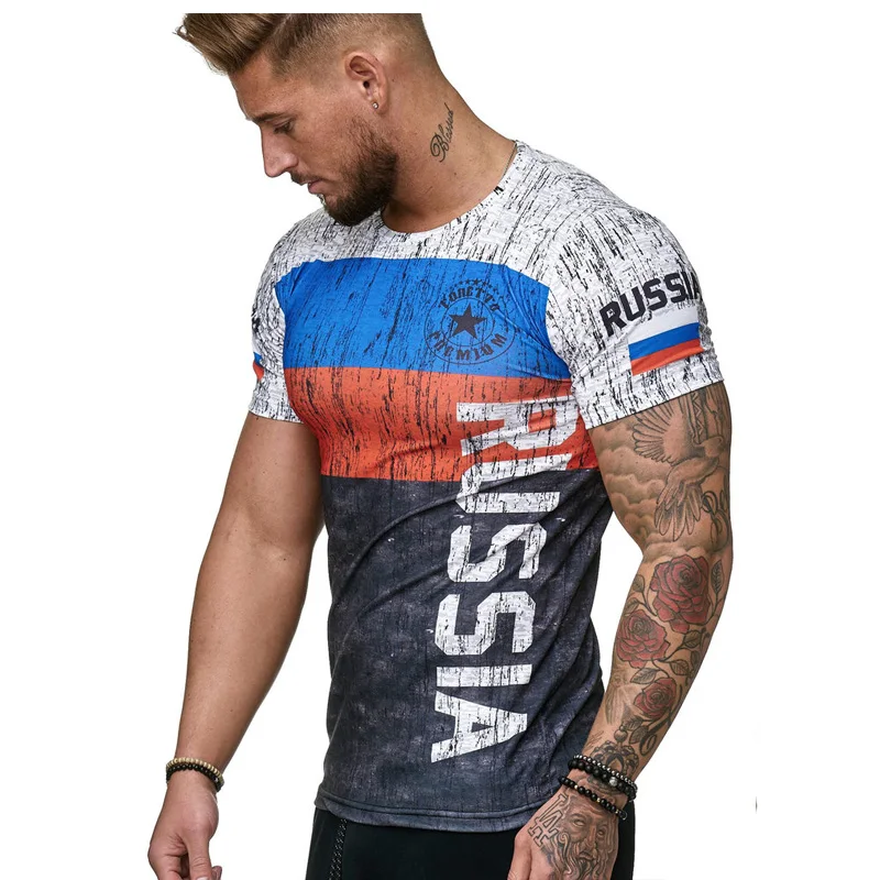 picture color 1 3D printed Russian T-shirt men summer short-sleeved German men shirt patriotic male cotton T shirt men Boutique clothing tee - Цвет: picture color 1