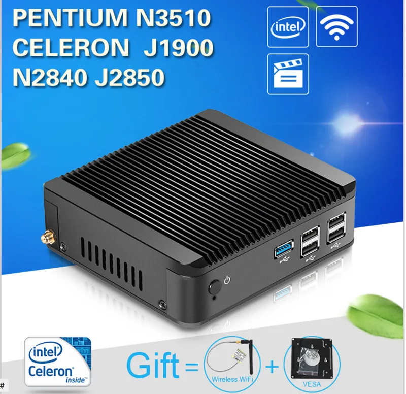 Промышленный ПК для игр Celeron J1900 четырехъядерный 5 * USB тонкий клиент без