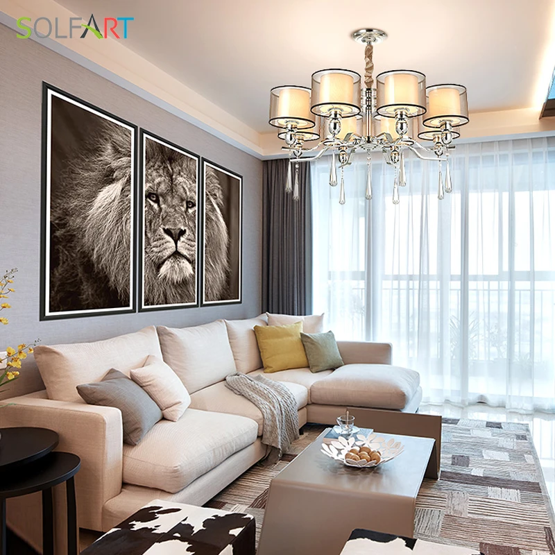 Лампа SOLFART люстра светильник для спальни как кулон с дымчатым кристаллом ткань