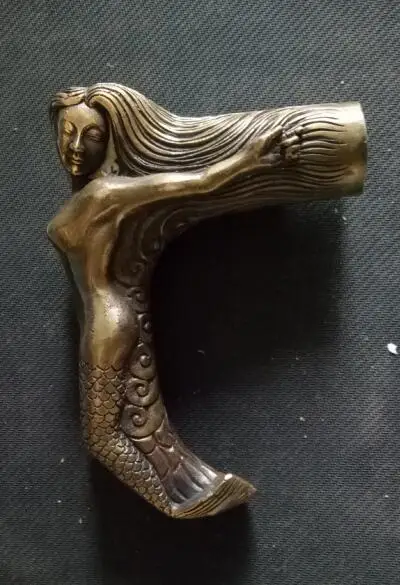 

Antique old brass sculpture, mermaid ashtray ornaments, family decorations, crutches free delivery