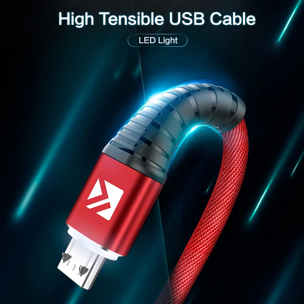 Floveme Плетеный светодиодный кабель 2.1A для быстрой зарядки Micro usb Android | Мобильные