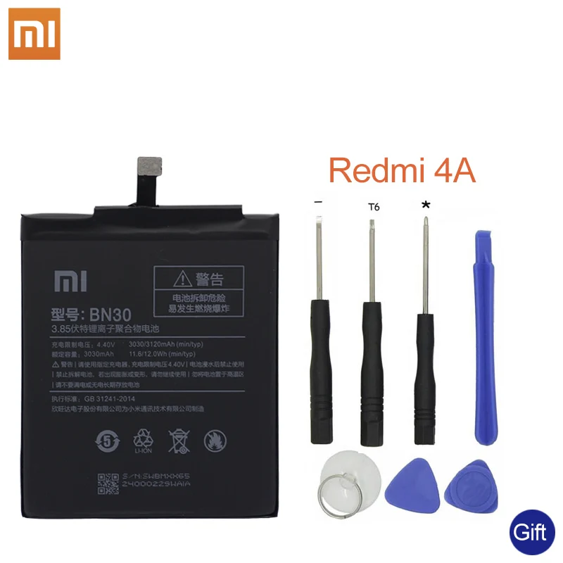 Xiao Mi Оригинальный аккумулятор для телефона Xiaomi Redmi 4A BN30 3120 мАч Redrice Hongmi Bateria
