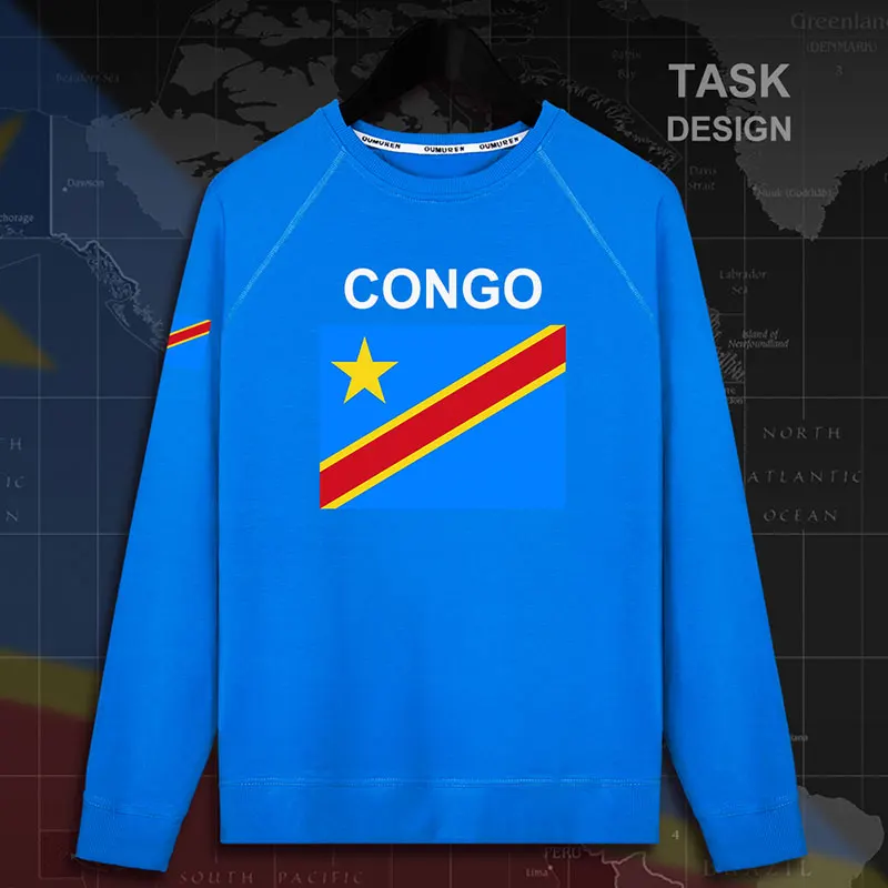 DR Congo COD DRC DROC Congo-Kinsha, мужские пуловеры, толстовки, Мужская толстовка, уличная одежда, хип-хоп флаг, спортивный костюм 02 - Цвет: roundneck-brightblue
