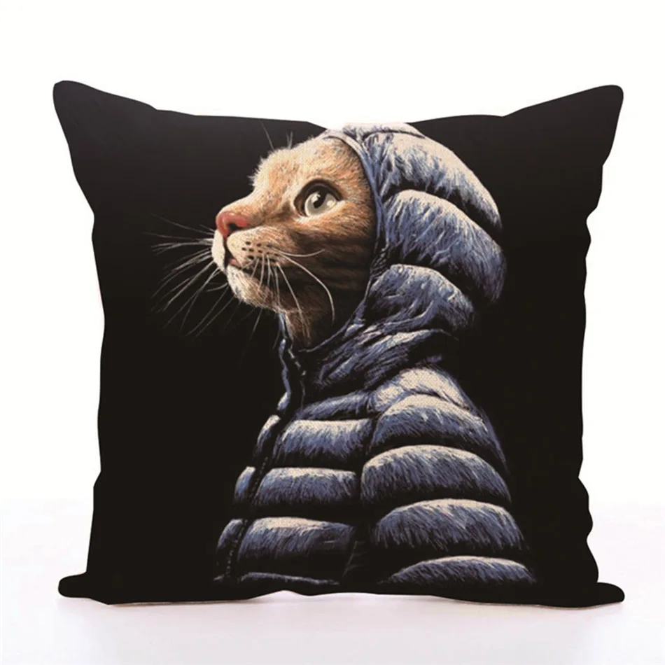 pillow cover 7 Простая мягкая льняная наволочка в кошачьем стиле, наволочка для дома, комнаты, отеля, качественная декоративная наволочка для кошек, постельные принадлежности, наволочка для подушки в виде животного - Цвет: pillow cover 7