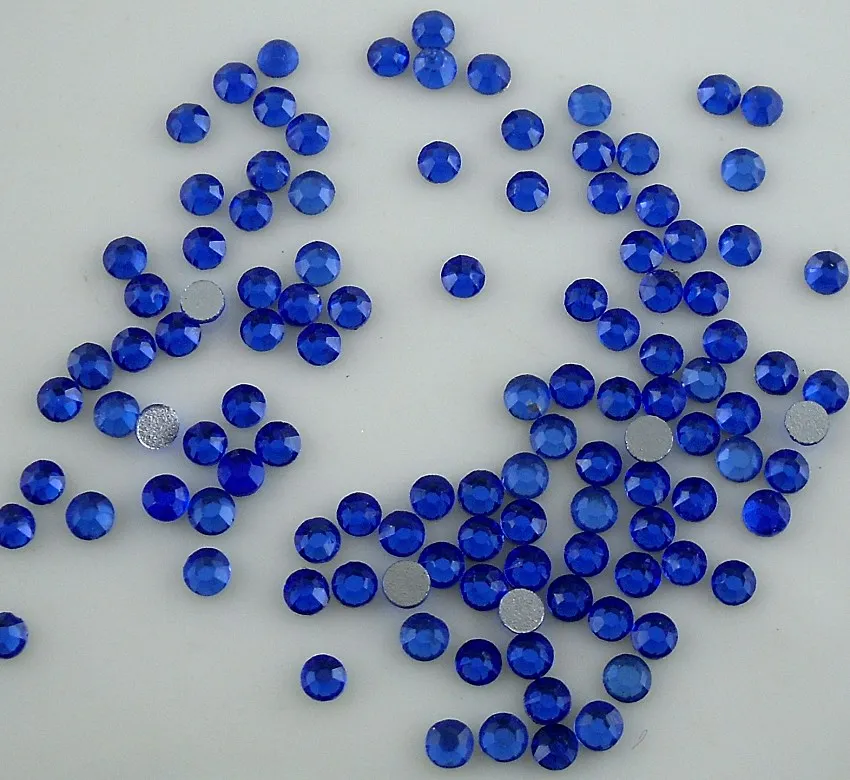 Фасетированные стеклянные кристаллы сапфирово-синего цвета AAAA 2-6 мм с плоской задней стороной для украшения мобильных устройств, ногтей, одежды, обуви и сумок - 144 шт.
