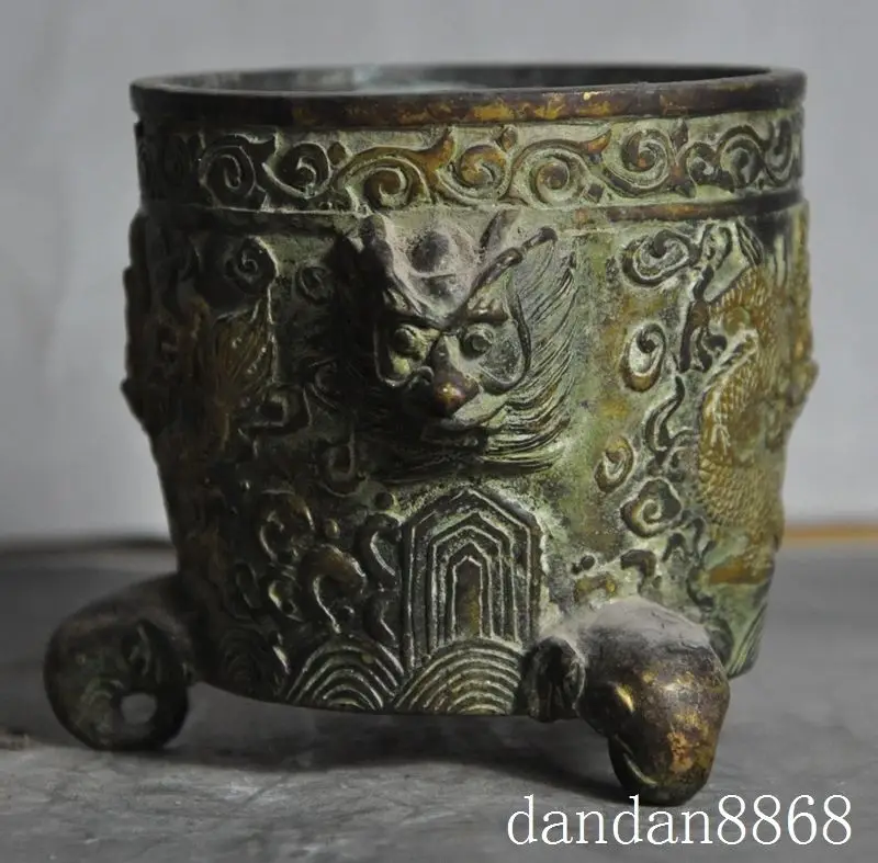 christmas old ymying bronze gilt dragon beast statue incense burner Censer pot jar Tanks halloween | Дом и сад