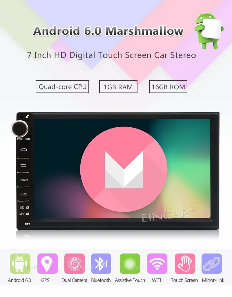 7 ''Двойной Дин видео PC системный блок монитор Android 6.0 no dvd 4 ядра 2din automagnitol