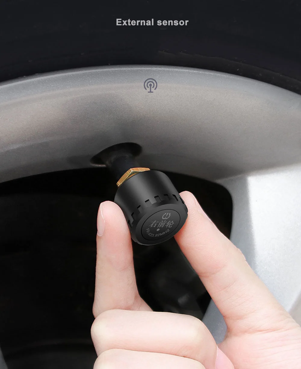 Автомобильный TPMS система контроля давления в шинах Солнечная энергия HD цифровой ЖК-дисплей Авто Голосовая сигнализация Инструмент беспроводной 4 внешний датчик