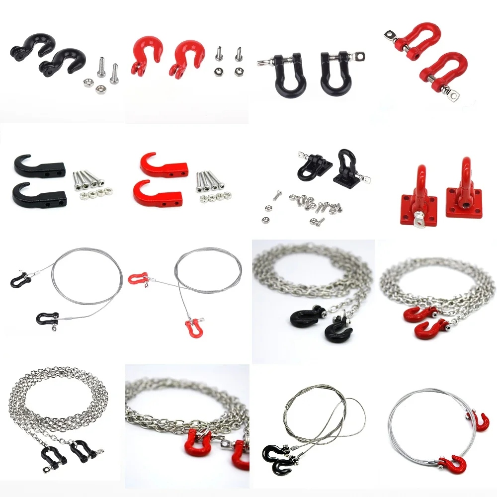 

1/10 Shackle Bracket Trailer Hook Wire Tow Chain Rock for Crawler Traxxas TRX-4 Axial SCX10 90046 D90 TF2 Tamiya CC01 RC Car