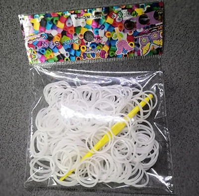 1 white 200pcs 200 шт./пакет Радуга эластичной резинкой черный, белый цвет для браслет лента с бисером вязаный Подвески пополнения посылка - Цвет: 1 white 200pcs
