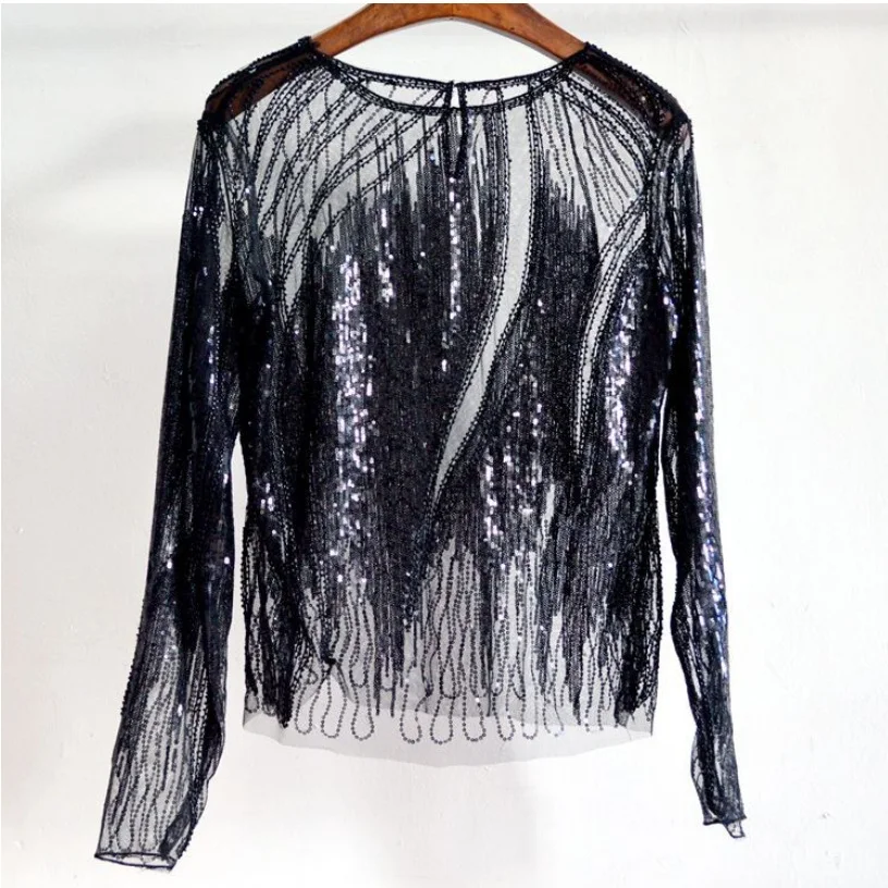 Блузка женская с длинным рукавом и блестками|blouse fashion|fashion blousesblouses tops |