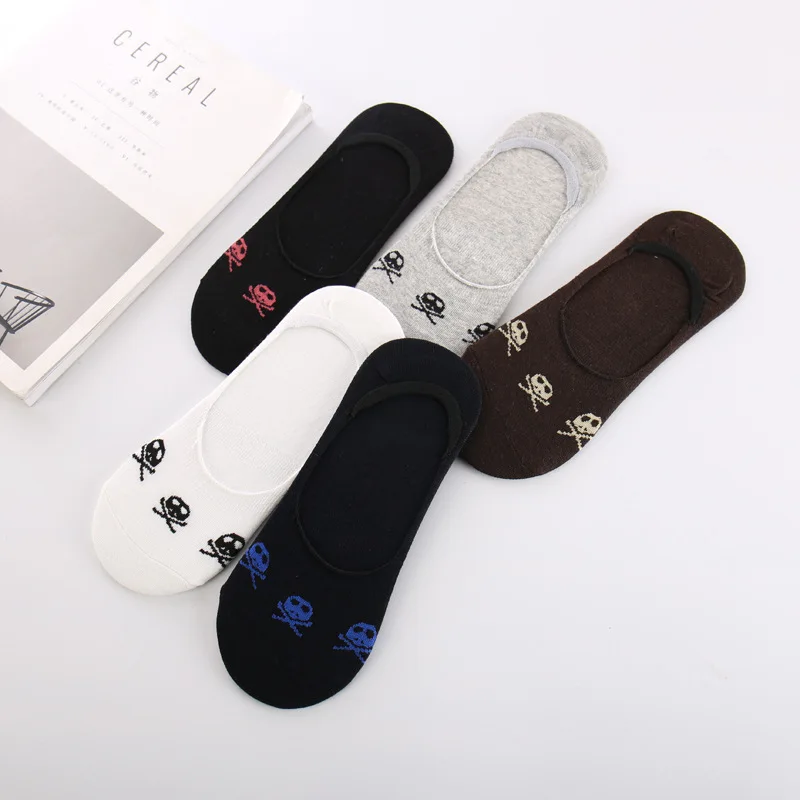 5 пар/упак. Для мужчин Летняя мода череп Дизайн носки силиконовые