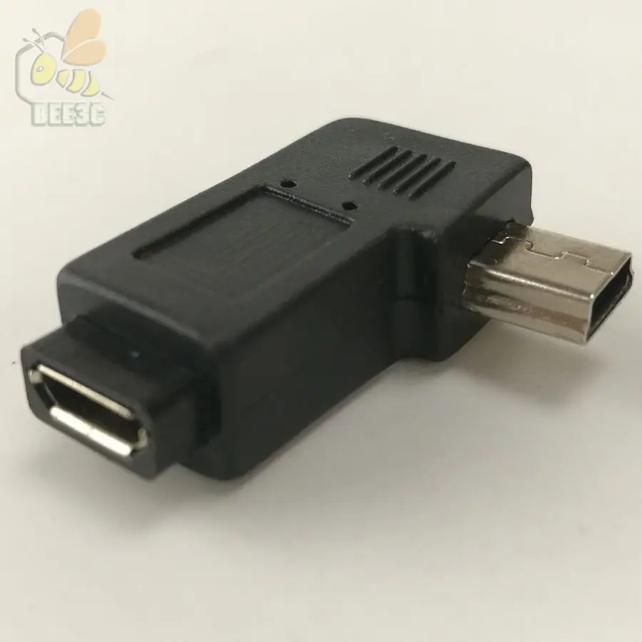 USB Micro 5Pin Female to Mini Mini5Pin Male адаптер с углом 90 градусов и левым правым адаптером 100 шт.