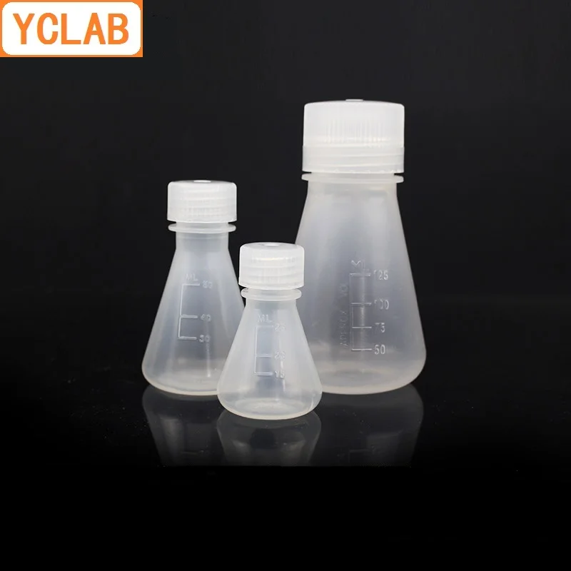 YCLAB 125 мл пластиковая колба Erlenmeyer с винтовой крышкой и градиентным коническим