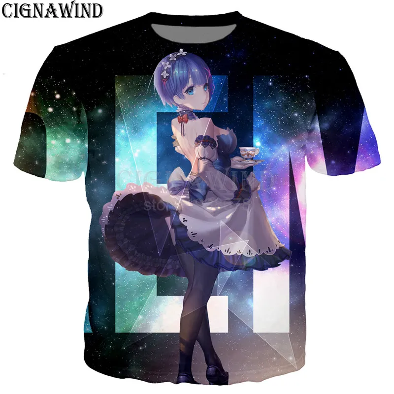 Новинка harajuku аниме Re Zero Rem Футболка Мужская/Женская печать 3D Забавные футболки