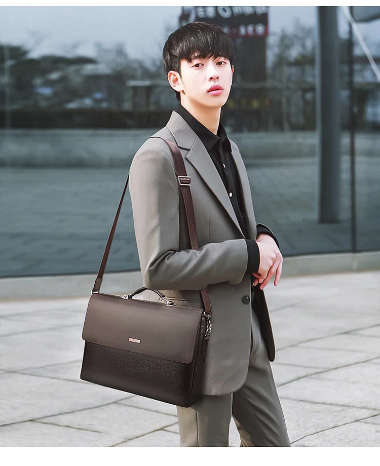 Известный бренд, деловой мужской портфель, кожаная сумка для ноутбука, повседневная мужская сумка, сумка на плечо, Мужская офисная Сумка-тоут, сумка-мессенджер