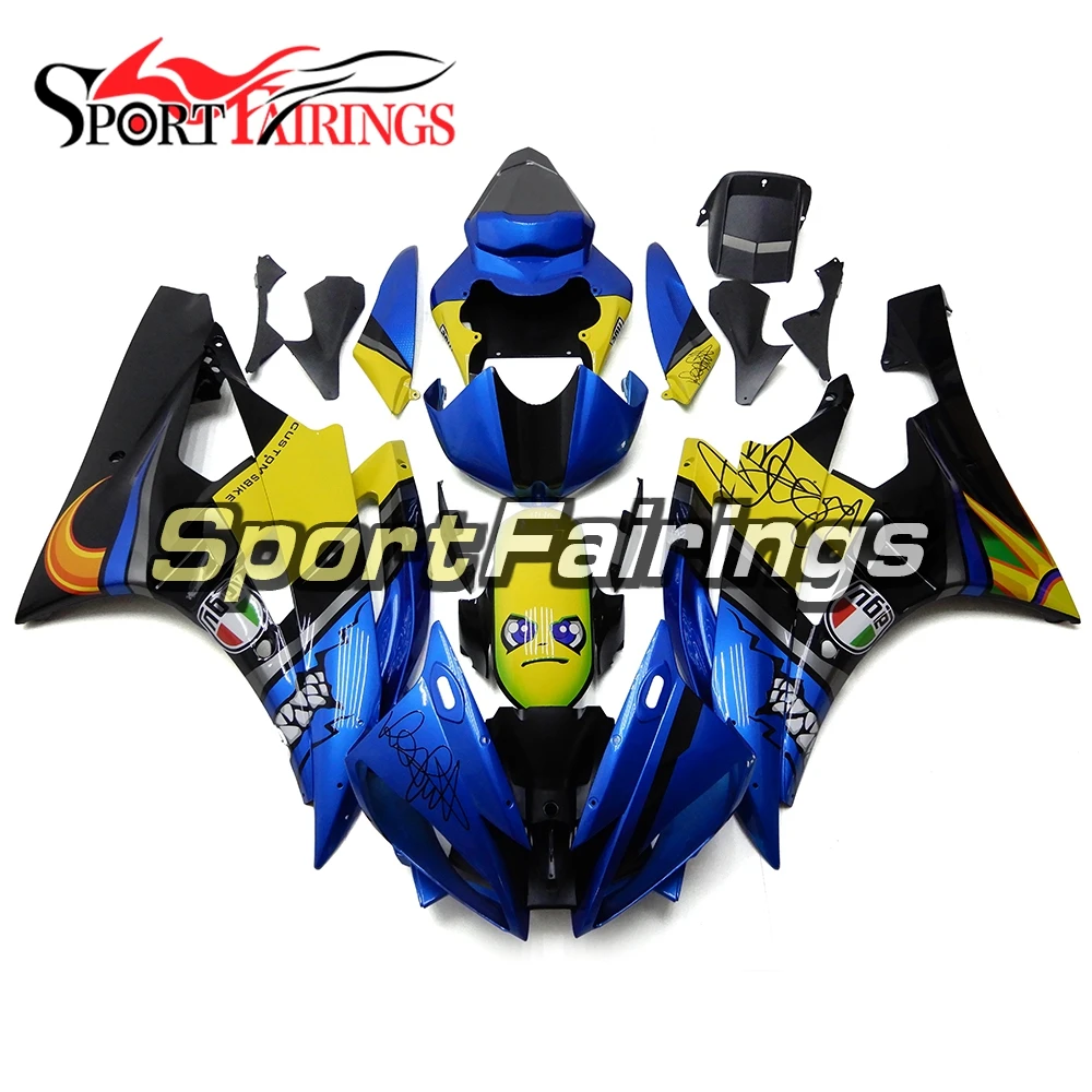 ABS пластиковые впрыски Sportbike Обтекатели для YAMAHA YZF600 R6 2006 2007 06 07 синий желтый полный обтекатель мотоцикла корпус