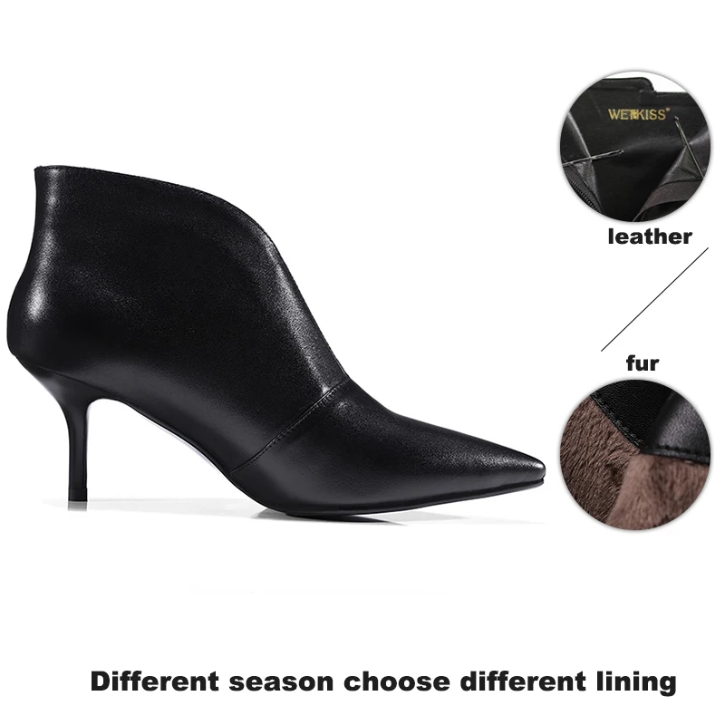 Женские ботильоны из натуральной кожи на тонком каблуке с острым носком|leather ankle