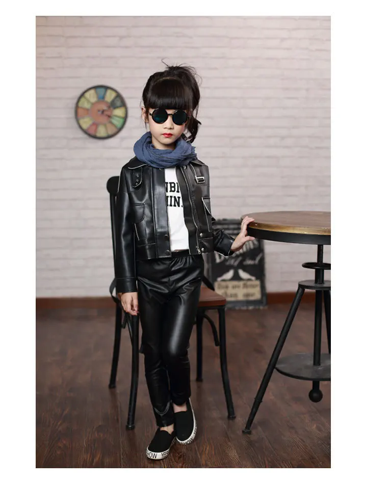 Простые леггинсы для отдыха маленьких девочек универсальные кожаные брюки