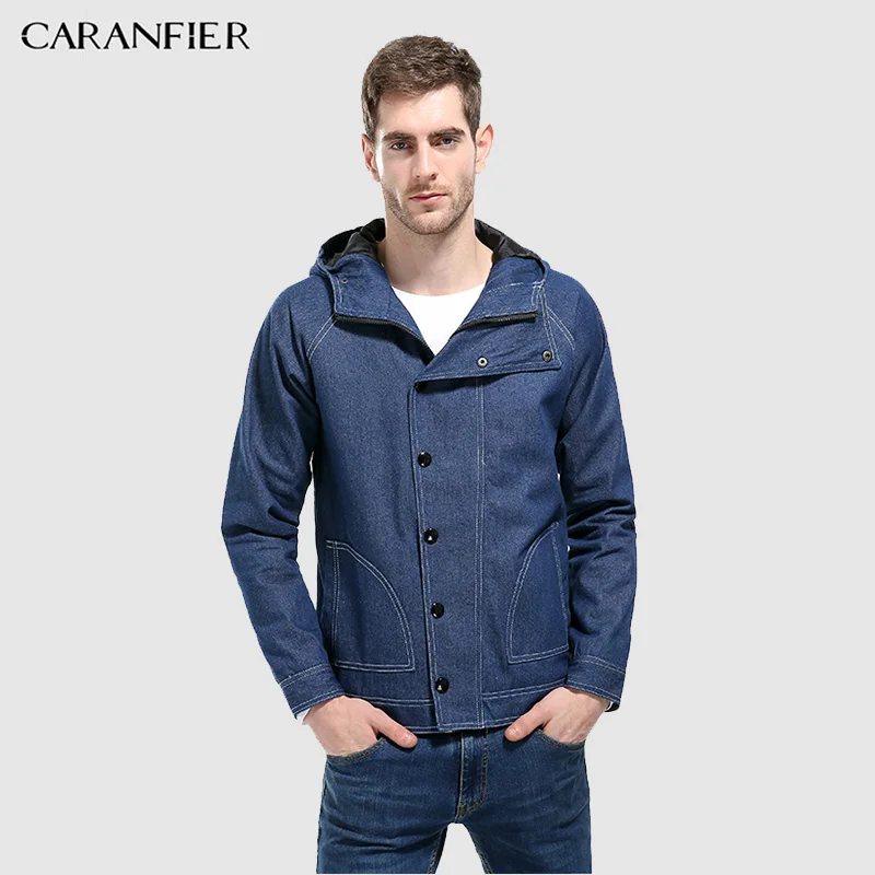 CARANFIER 2018 брендовая мужская куртка ковбойская стильная стойка воротник открытая