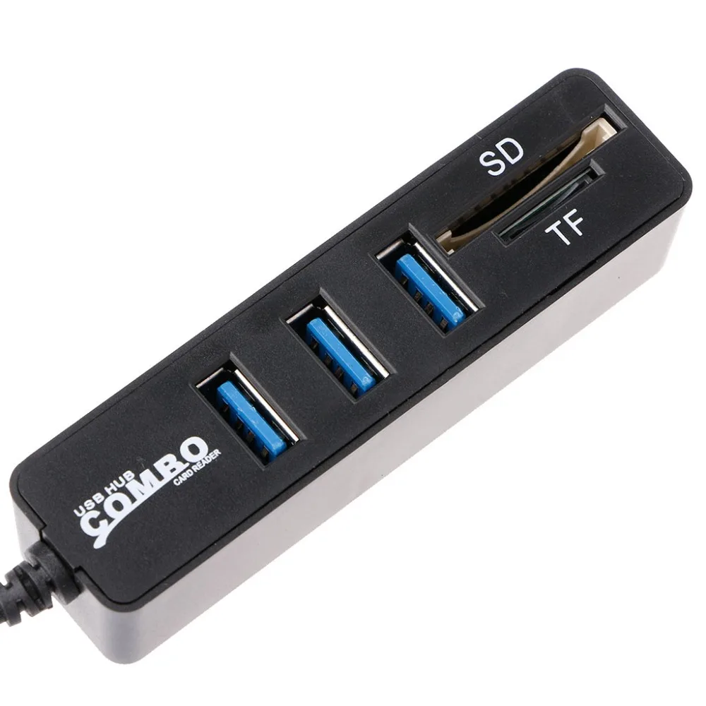 1 шт. черный 3 порта USB 2 0 концентратор сплиттер комбо Тип C кабель OTG SD/TF кардридер