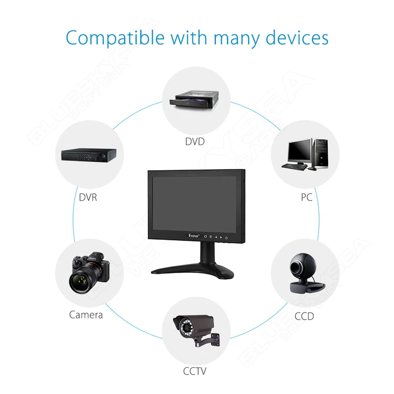 EYOYO JSWHD07 " TFT lcd цветной HDMl BNC монитор экран для ПК CCTV DVR камера безопасности