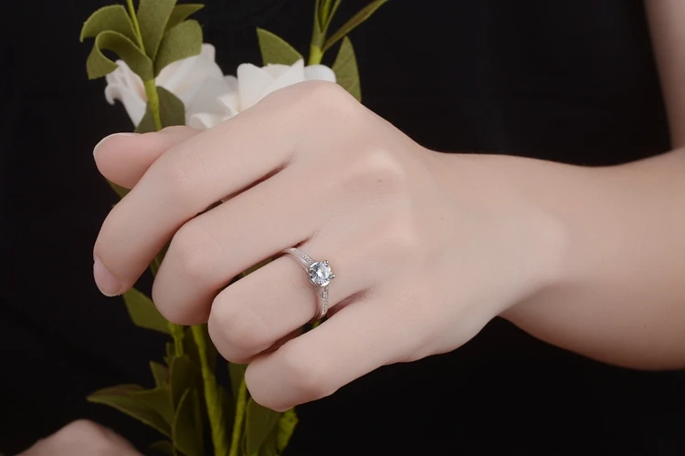 Женский Кубический Цирконий 925 Серебряное кольцо Diy Круглый Кристалл объемный