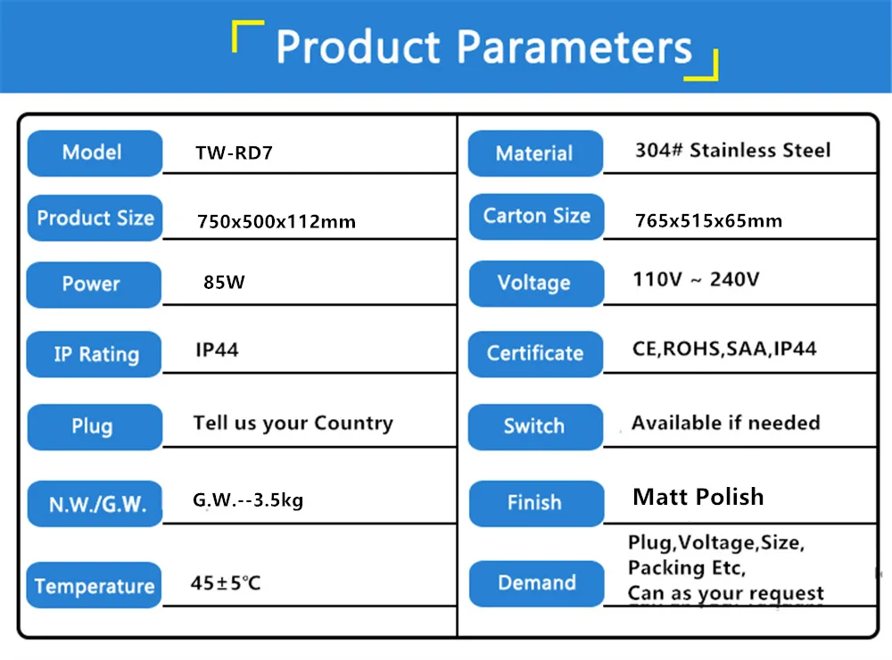 Зеркальный лак из нержавеющей стали 304 Электрический настенный полотенцесушитель, аксессуары для ванной комнаты стойки, полотенцесушитель с подогревом TW-RD7