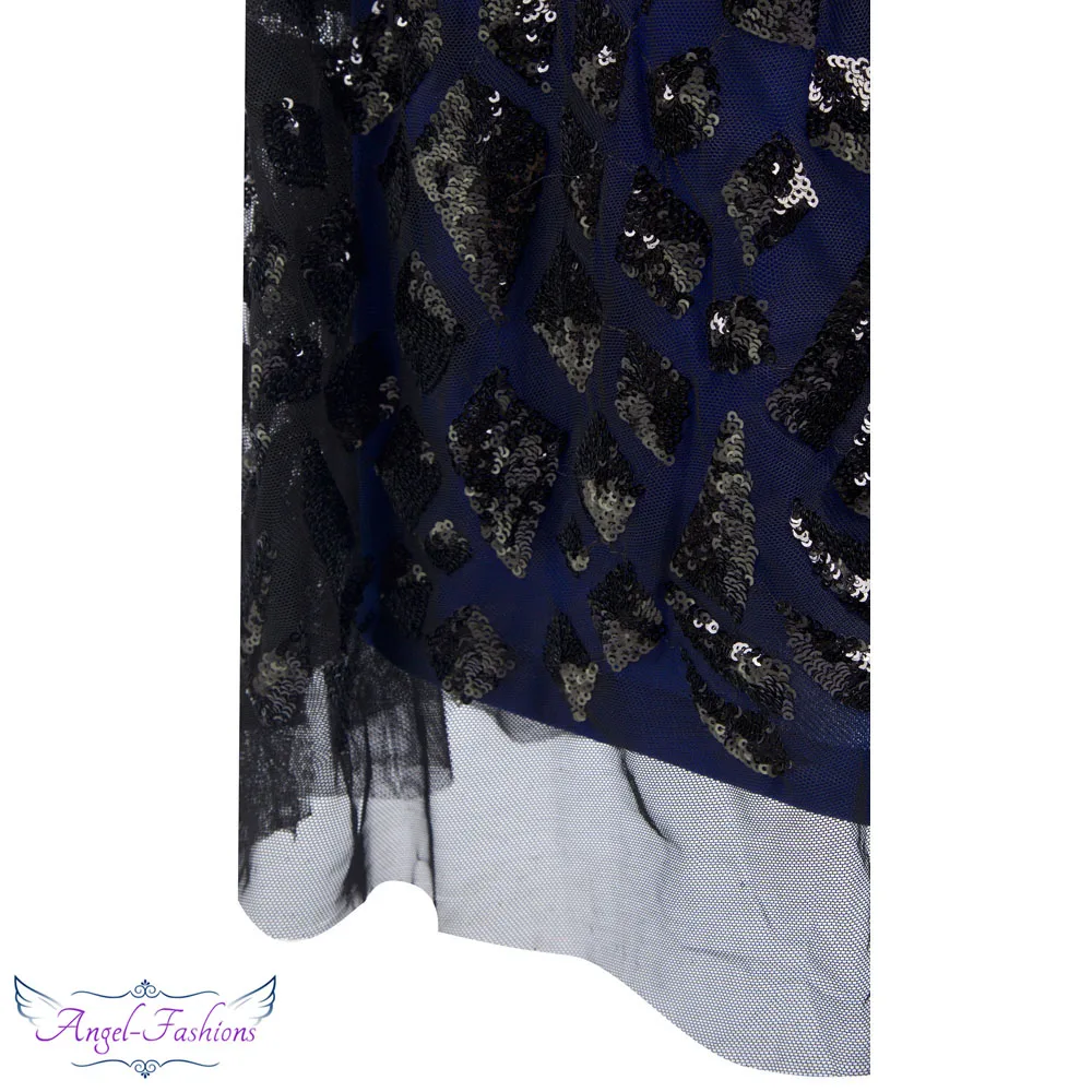Angel-Fashion vestido de festa длинное вечернее платье русалки с блестками Abendkleid черного цвета 220