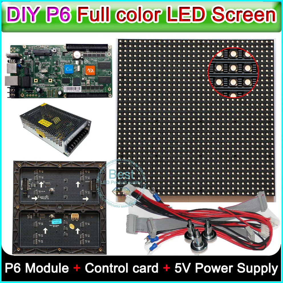 DIY P6 комнатный полноцветный светодиодный дисплей знак RGB СВЕТОДИОДНЫЙ модуль