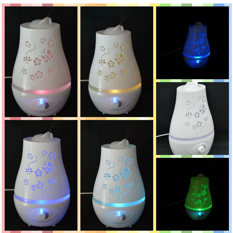 

Ultrasonic Air Humidifier Aromatherapy Diffuser Home Office Carve Design Hollow LED Lights With Dual Nozzles 2019