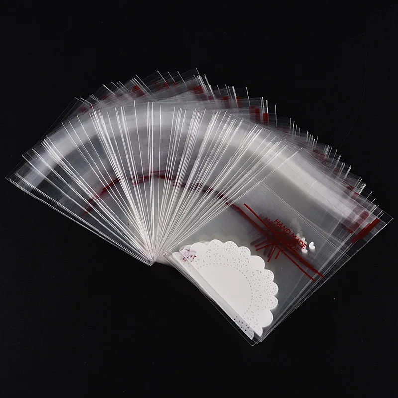 100 шт./лот пластиковые пакеты с кружевным бантом подарочные для торта Упаковка