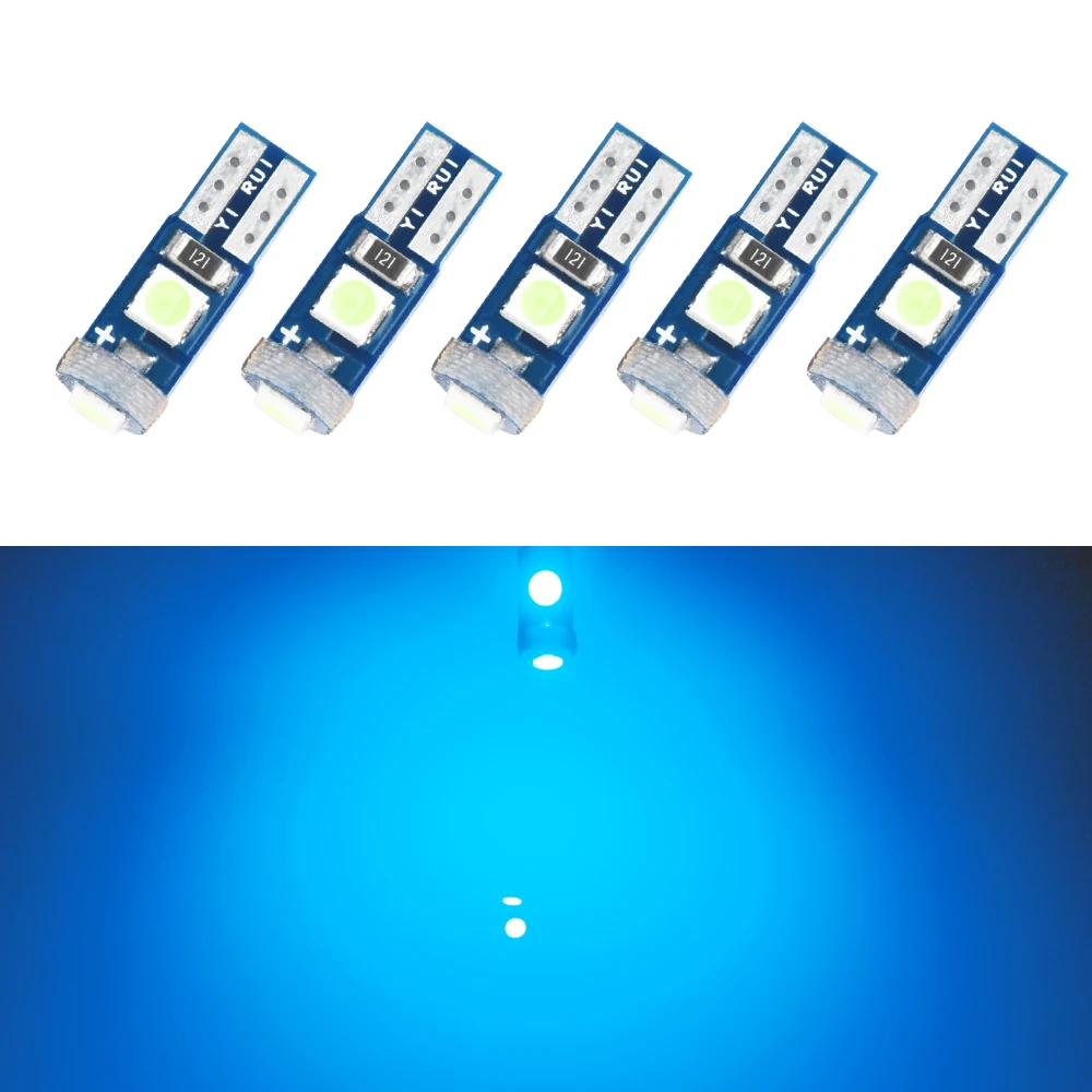 

T5 LED Bulb Dashboard Dash Lights Wedge Base for Car Truck Instrument Indicator Air Conditioning AC Lamp White Ice blue 12V 1W