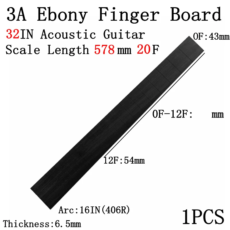 Scale Length578mm20F 3A Африканский эбонитовый для акустической Гитары Электрический Гитары Классическая Гитары кленовым грифом Гитары делая Материал - Цвет: Scale Length578mm20F