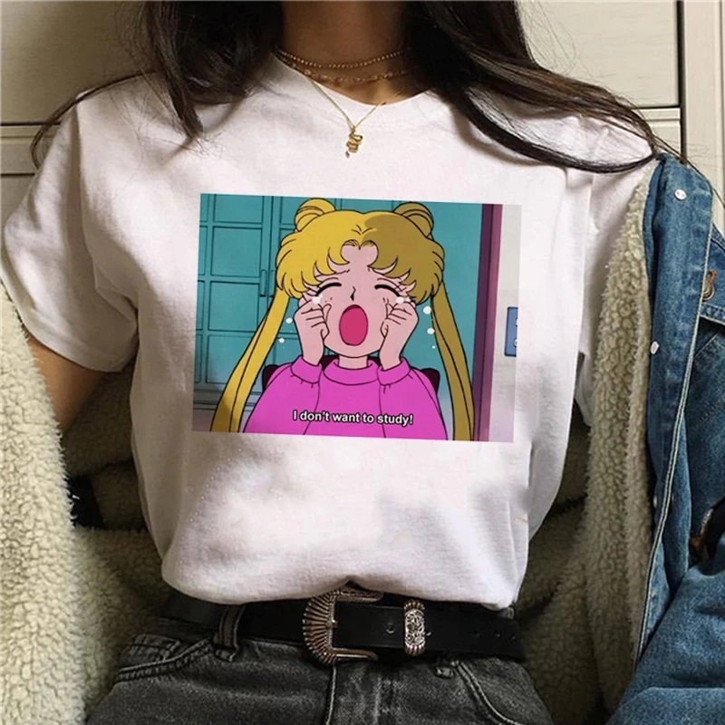 3724 Сейлор Мун кавайная футболка Женская Harajuku Ullzang Милая футболка 90s графическая Эстетическая футболка корейский стиль милые футболки женские - Цвет: 3724