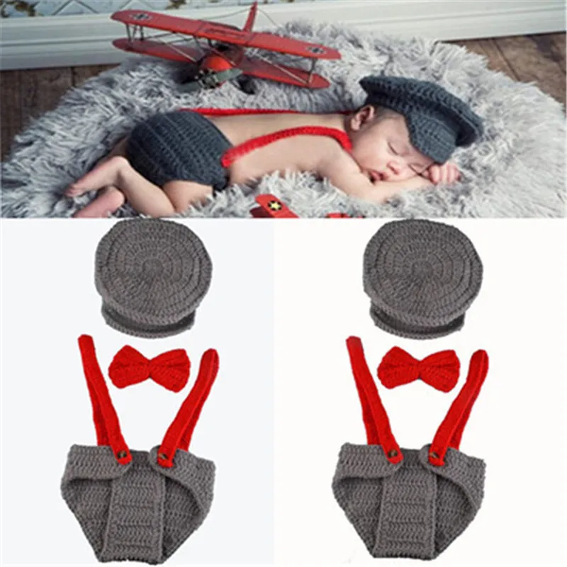 Реквизит для фотосъемки мальчиков вязаный крючком костюм новорожденных девочек