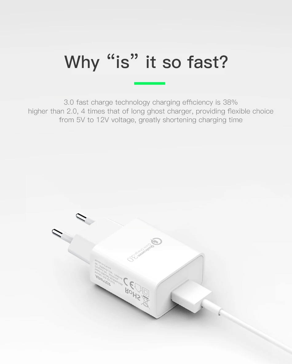 ACCEZZ QC3.0 быстрое USB зарядное устройство 5 в 3 А Быстрая зарядка для iPhone Xiaomi samsung S10 huawei P20 P30 мобильного телефона с европейской вилкой настенное зарядное устройство