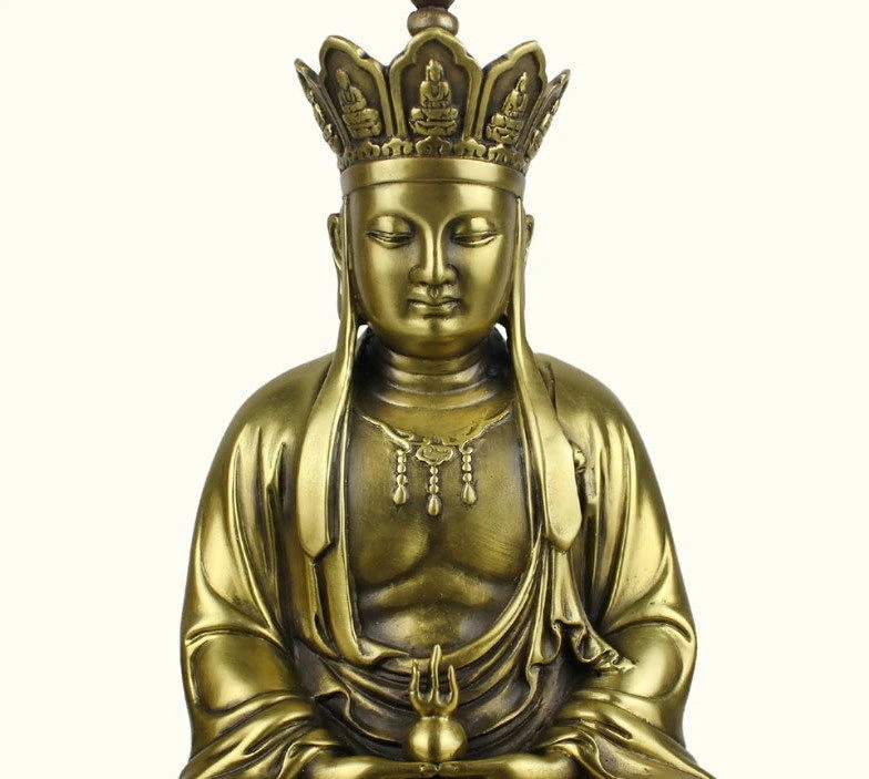 Тибетский медный латунный таньшень король монах Ksitigarbha Jizo Будда сидящий статуя