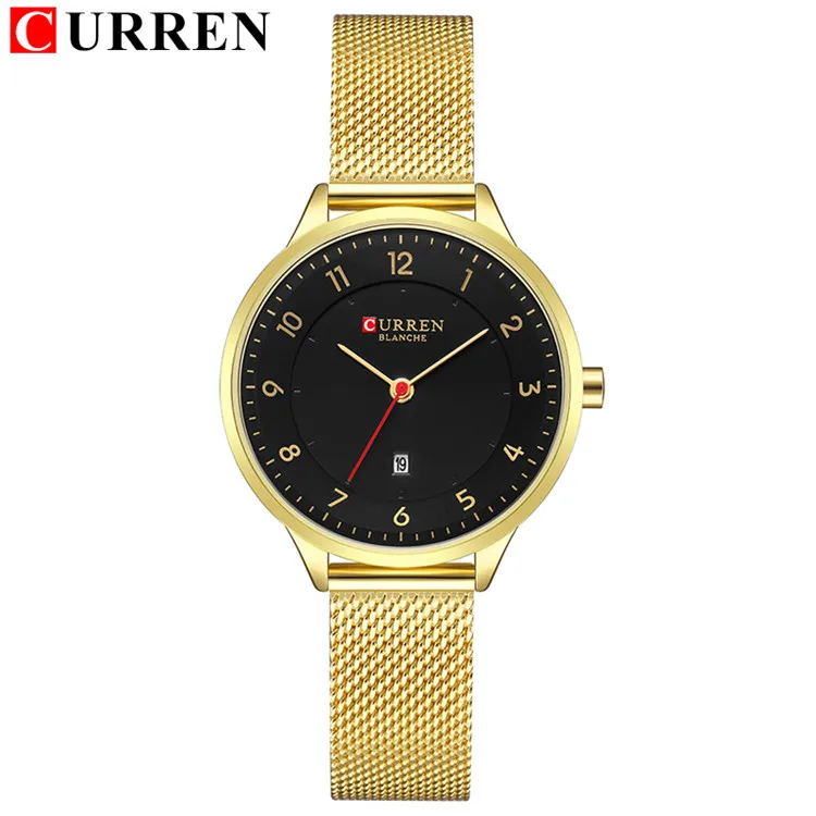 gold black CURREN, новинка 9035, кварцевые женские часы, повседневные, модные, подарок для девушек, наручные часы, relogio feminino - Цвет: gold black