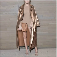 see orange new autumn winter gold sequined long coat lady 2018 t show windbreaker loose trench coat for women so8414