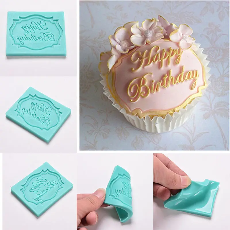 Силиконовая форма для торта с надписью Happy Birthday украшения кексов помадки